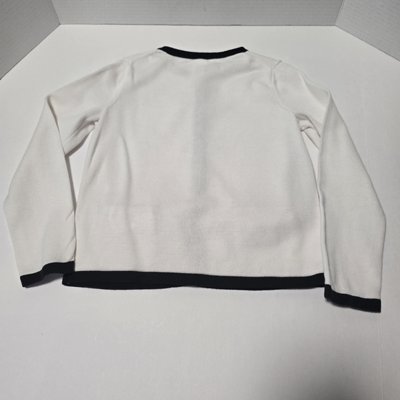Janie and Jack Cotton White Cardigan with Black Bow Accents - Picture 5 of 11